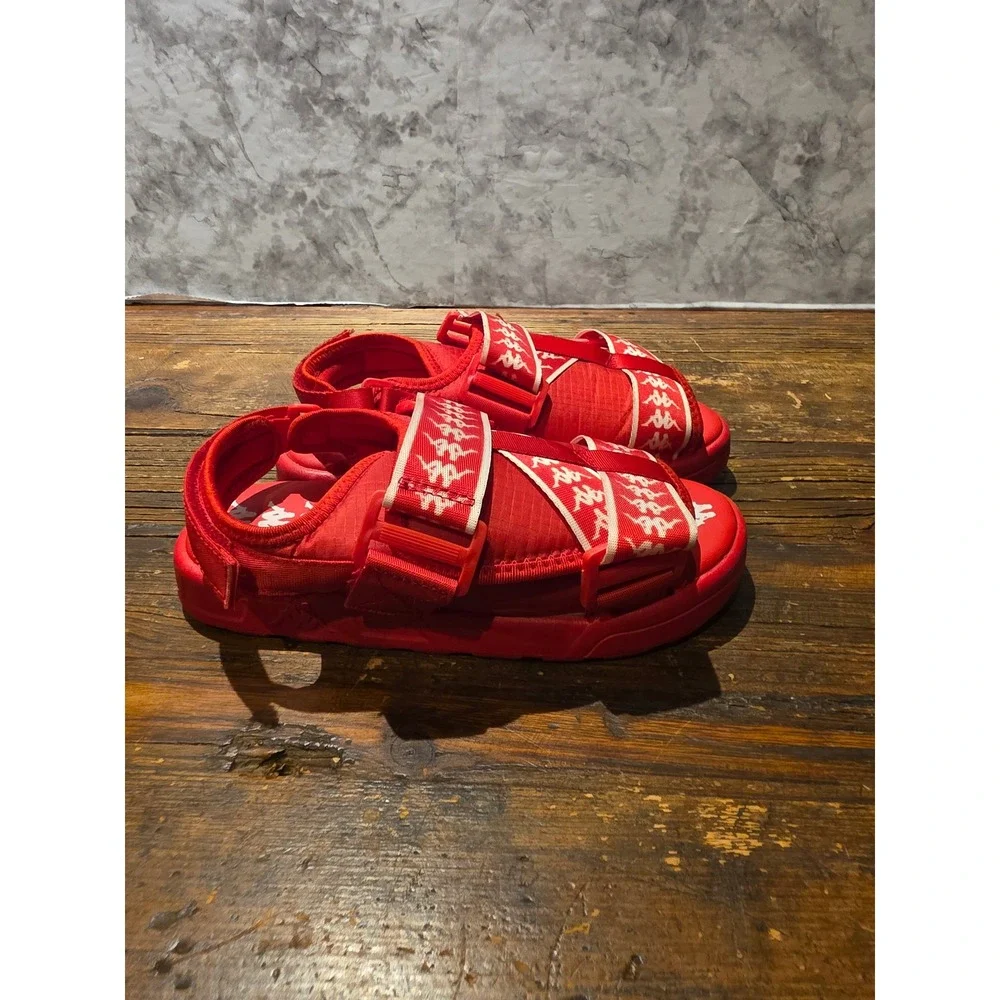 Kappa 222 Banda Mitel 1 Red White Logo Strap Sport Sandals Slides y2.5 - 3